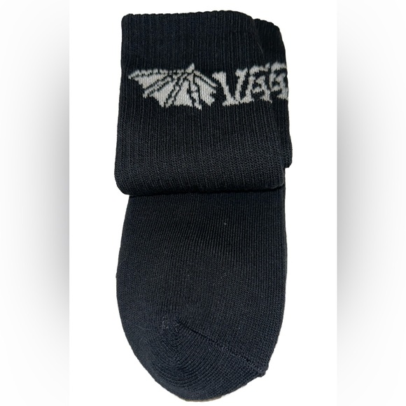 Vans Off The Wall Crew Socks 1 Pair Boys 1-6 Black w White Bat Wing & Logo Skate - Picture 8 of 11